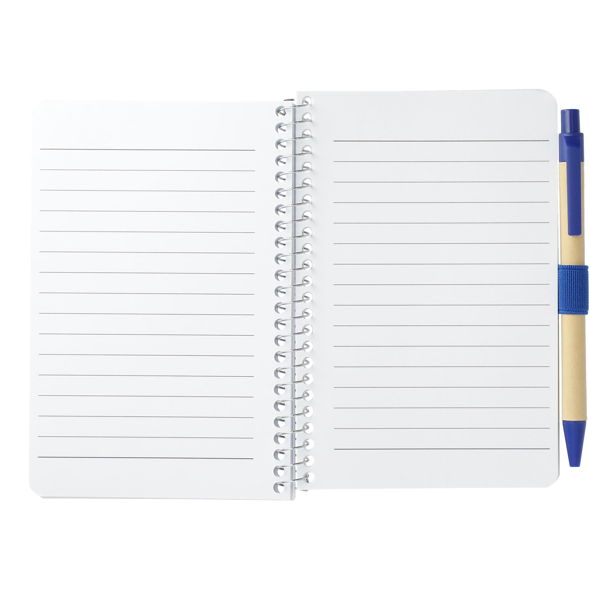 Front View of Blue 4" x 6" FSC® Mix Pocket Spiral Notebook with Pen