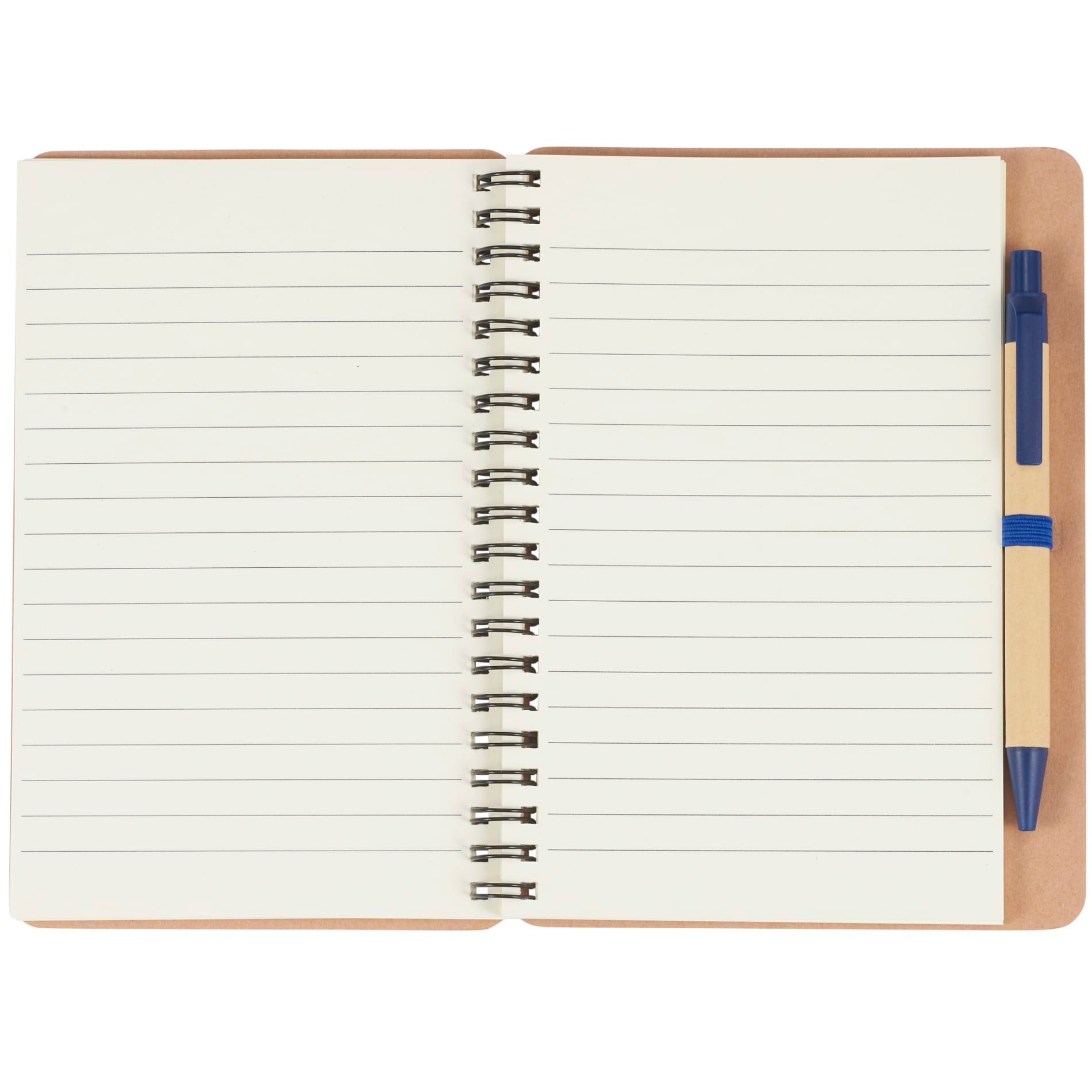 Front View of Blue 5" x 7" FSC® Mix Eco Spiral Notebook with Pen