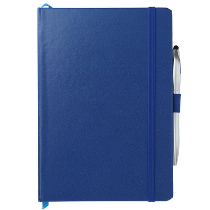 Front View of Blue 6" x 8.5" FSC® Mix Crown Journal with Pen-Stylus plain