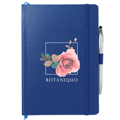 Front View of Blue 6" x 8.5" FSC® Mix Crown Journal with Pen-Stylus