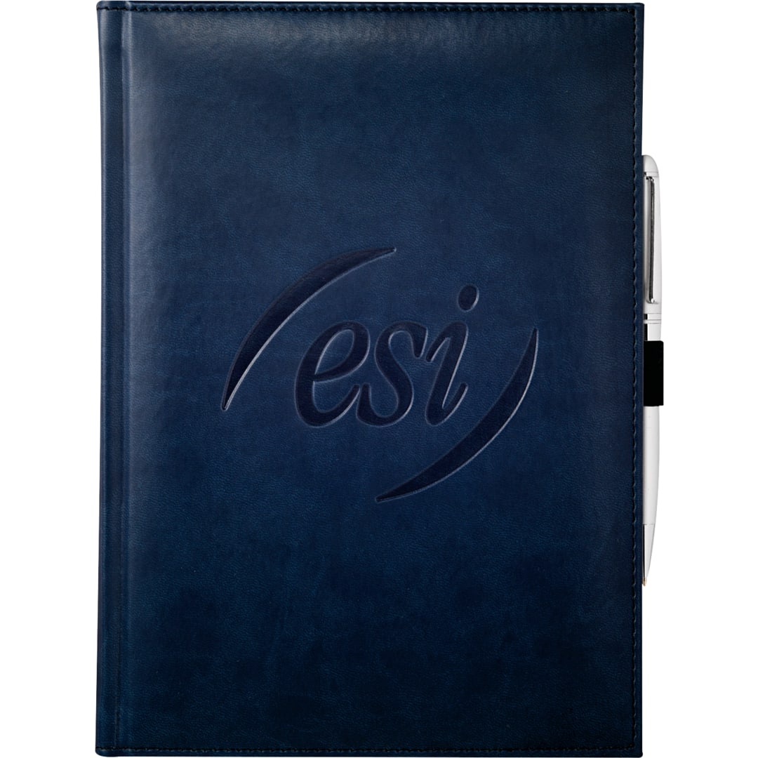 Front View of Blue 7" x 10" FSC® Mix Pedova™ Large Bound Journal