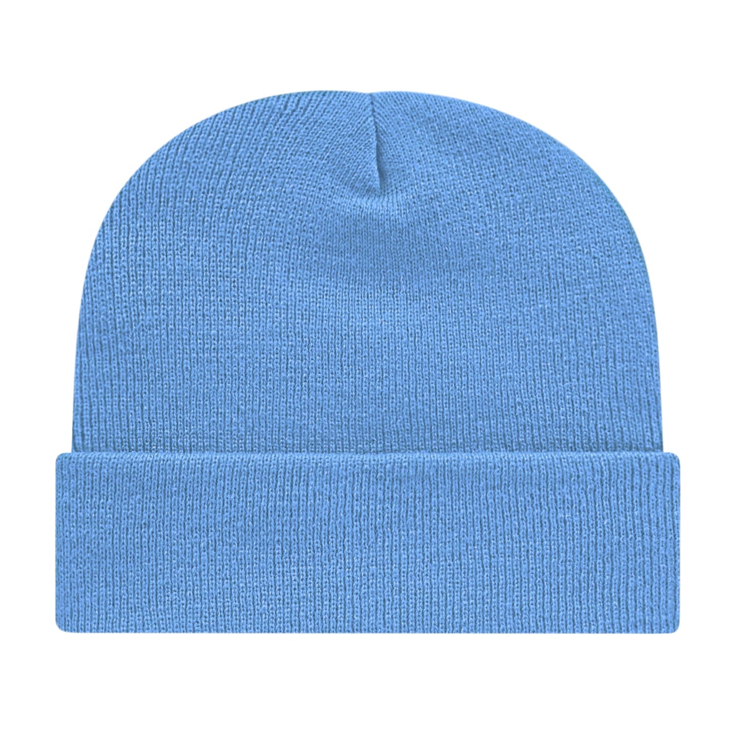 Front View of Blue Cap America Knit Cap with Cuff plain