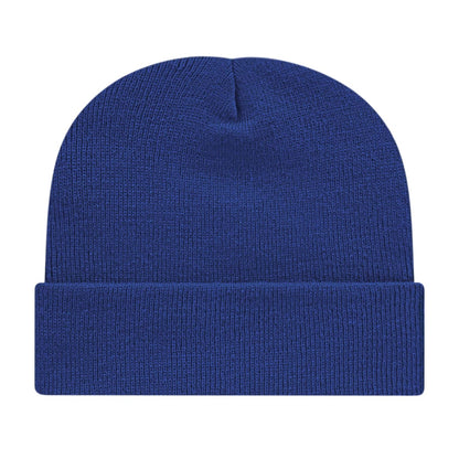 Front View of Blue Cap America Knit Cap with Cuff plain