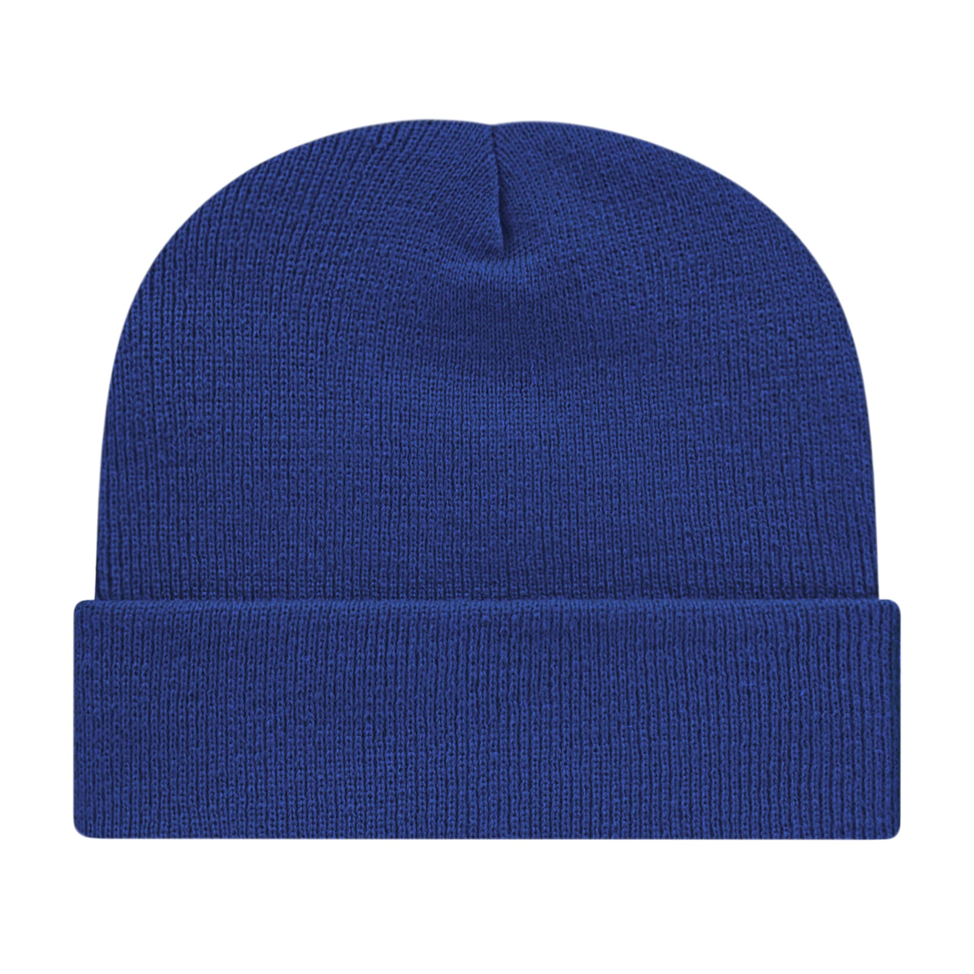 Front View of Blue Cap America Knit Cap with Cuff plain