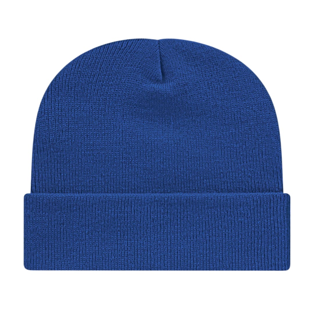 Front View of Blue Cap America Knit Cap with Cuff plain