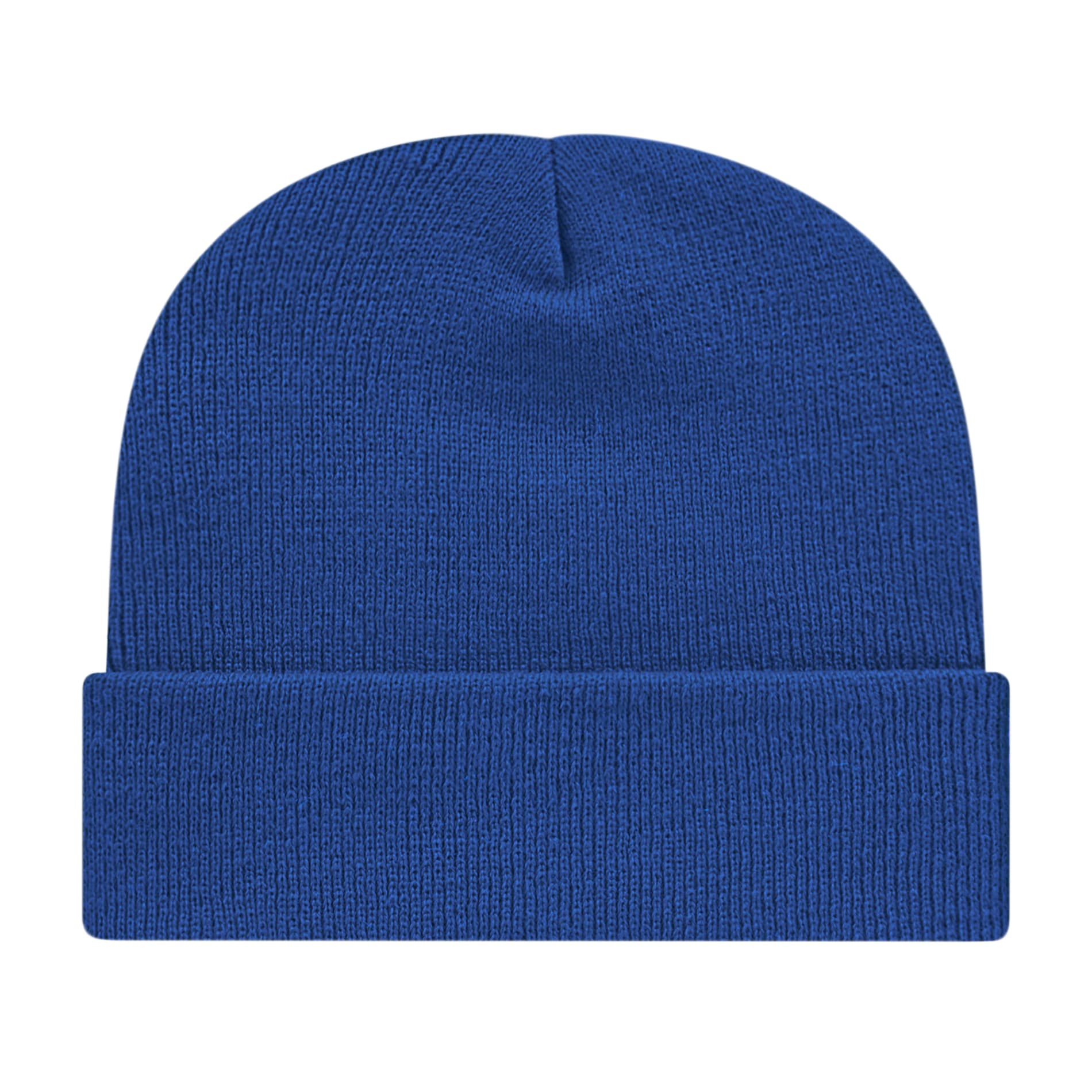 Front View of Blue Cap America Knit Cap with Cuff plain