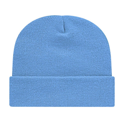 Front View of Blue Cap America Knit Cap with Cuff plain