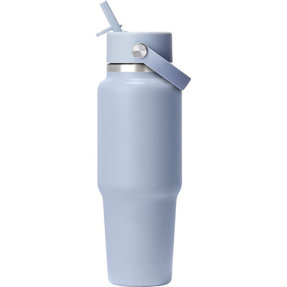Front View of Blue Hydro Flask® Travel Bottle w/ Flex Straw Cap 32oz plain