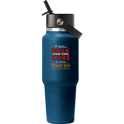 Front View of Blue Hydro Flask® Travel Bottle w/ Flex Straw Cap 32oz