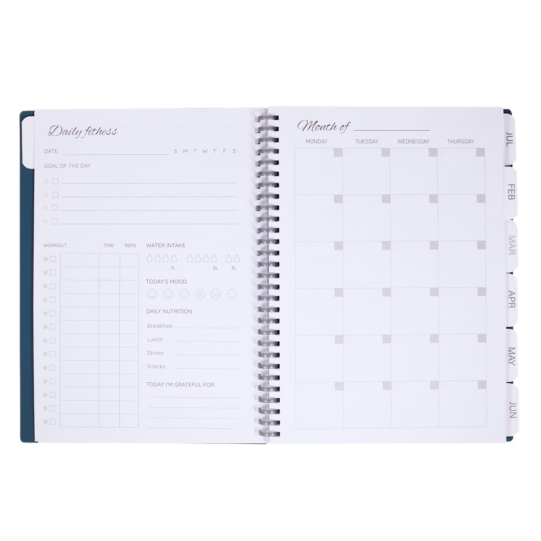 Front View of Blue Wellable™ Plan Well Undated Planner Journal