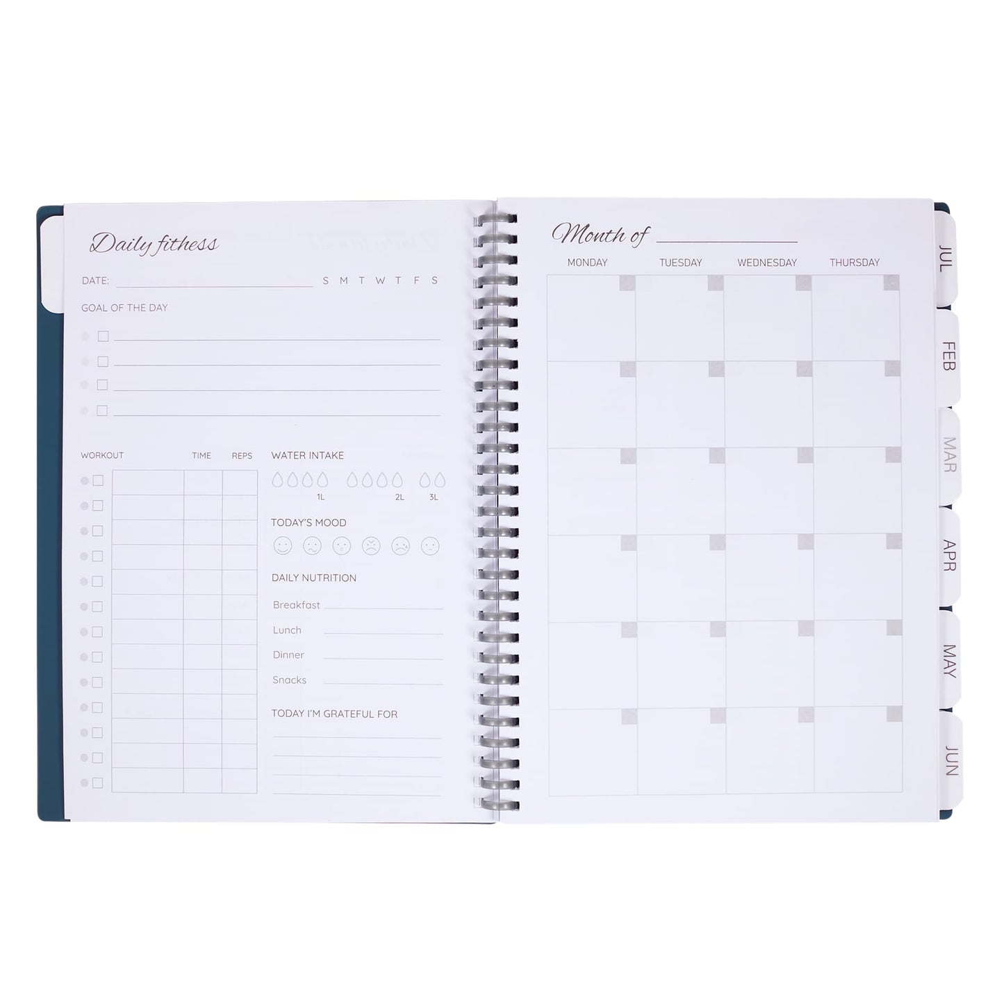 Front View of Blue Wellable™ Plan Well Undated Planner Journal