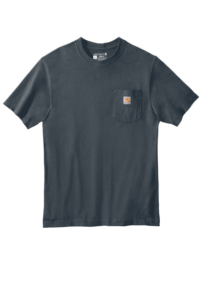 Front View of Bluestone Carhartt Workwear Pocket Short Sleeve T-Shirt. CTK87