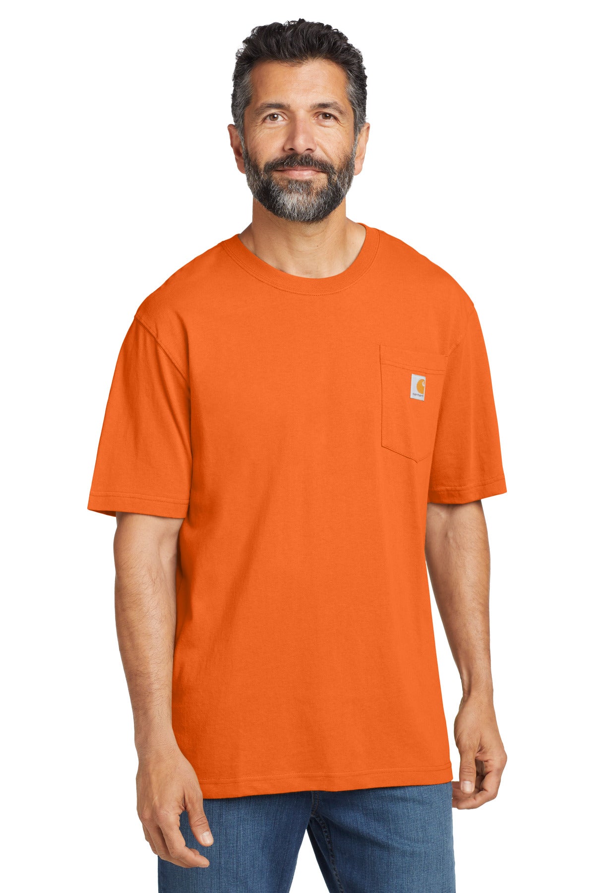 Front View of BriteOrng Carhartt Workwear Pocket Short Sleeve T-Shirt. CTK87