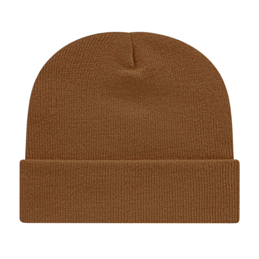 Front View of Brown Cap America Knit Cap with Cuff plain