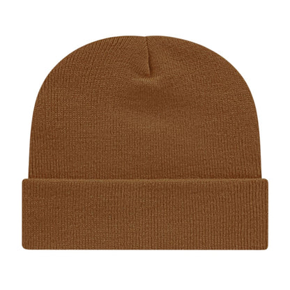 Front View of Brown Cap America Knit Cap with Cuff plain