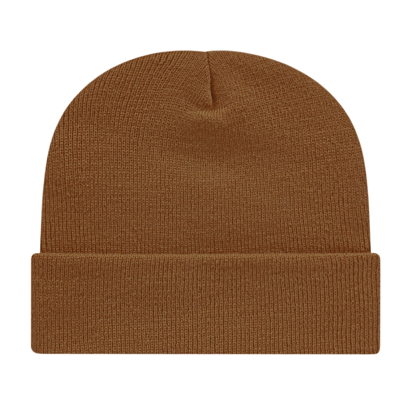 Front View of Brown Cap America Knit Cap with Cuff plain
