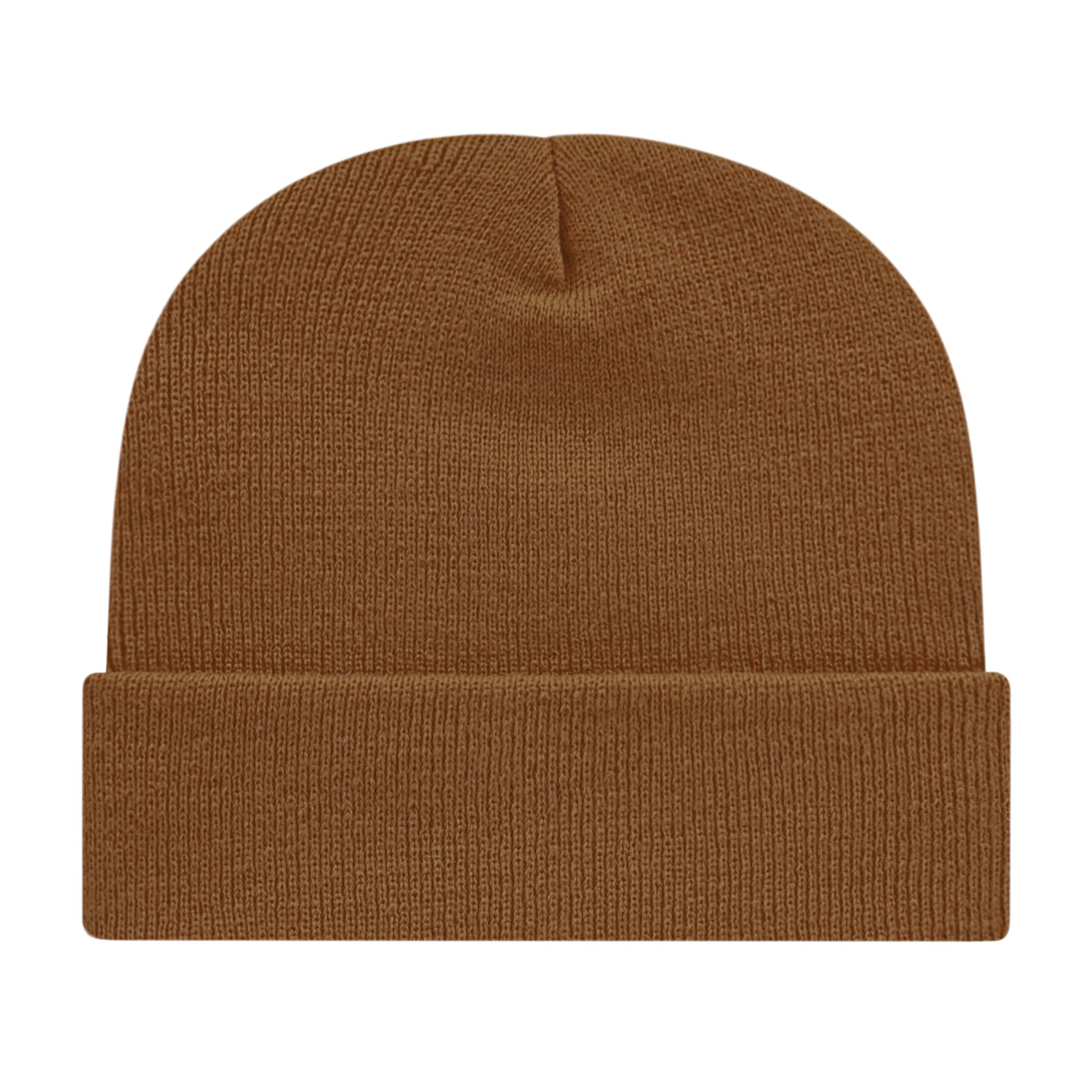 Front View of Brown Cap America Knit Cap with Cuff plain