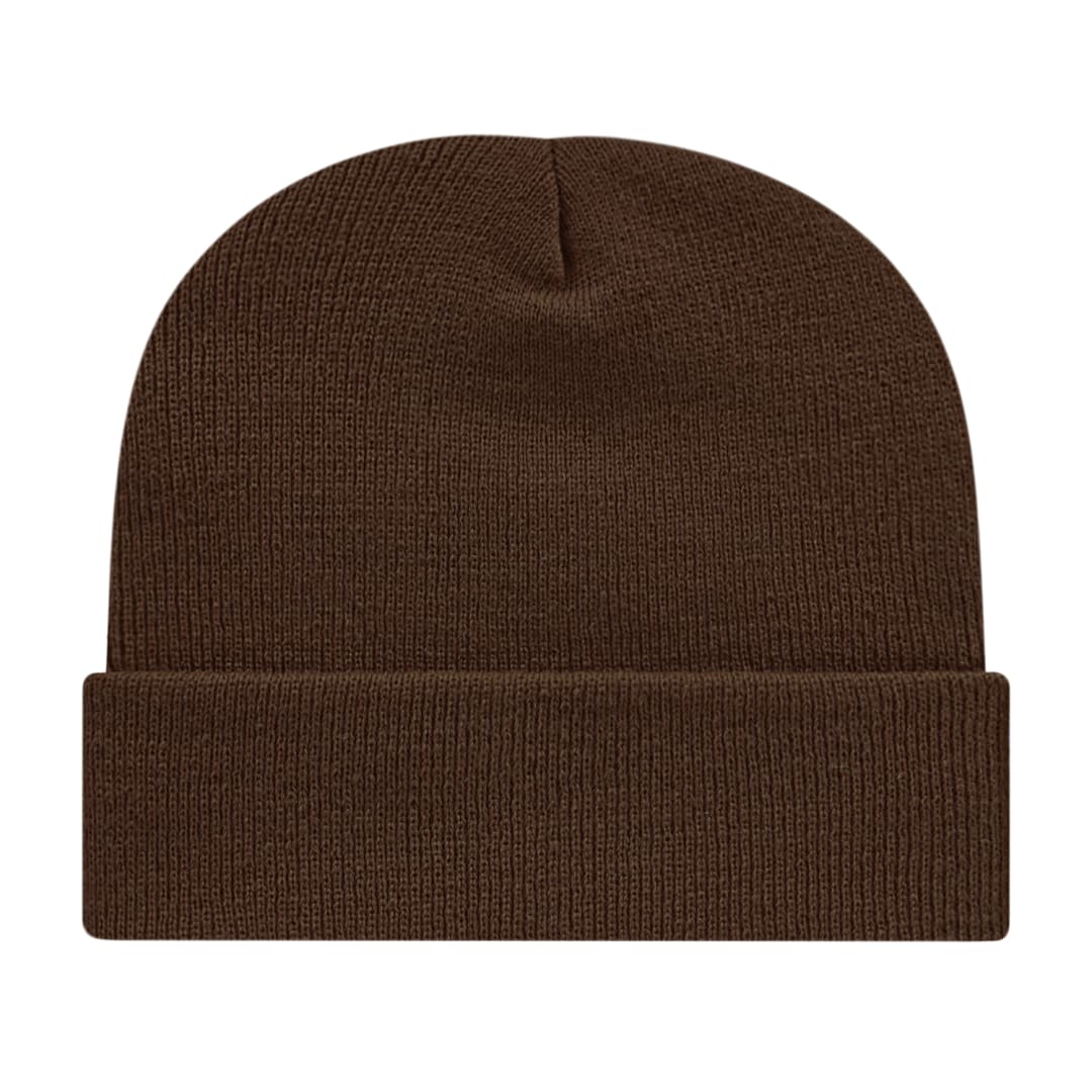Front View of Brown Cap America Knit Cap with Cuff plain