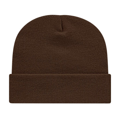Front View of Brown Cap America Knit Cap with Cuff plain