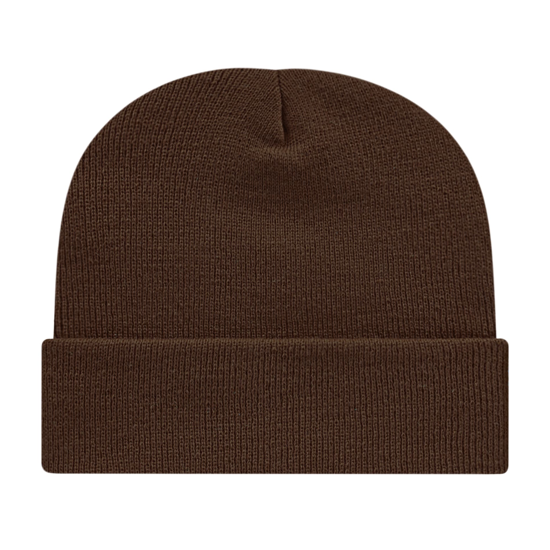 Front View of Brown Cap America Knit Cap with Cuff plain