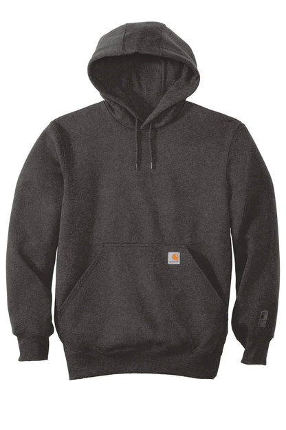 Front View of Carbon Heather Carhartt Rain Defender Paxton Heavyweight Hooded Sweatshirt. CT100615
