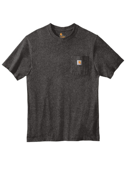 Front View of Carbon Heather Carhartt Workwear Pocket Short Sleeve T-Shirt. CTK87