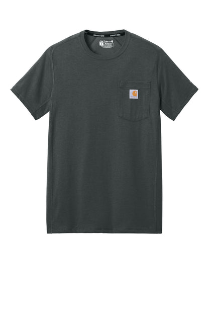 Front View of CarbonHthr Carhartt Force Short Sleeve Pocket T-Shirt CT106652