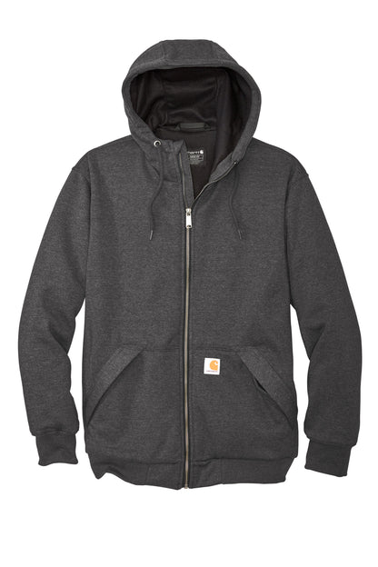 Front View of CarbonHthr Carhartt Midweight Thermal-Lined Full-Zip Sweatshirt CT104078