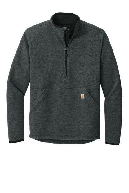 Front View of CarbonHthr Carhartt Textured 1/2-Zip Fleece Jacket CT106417
