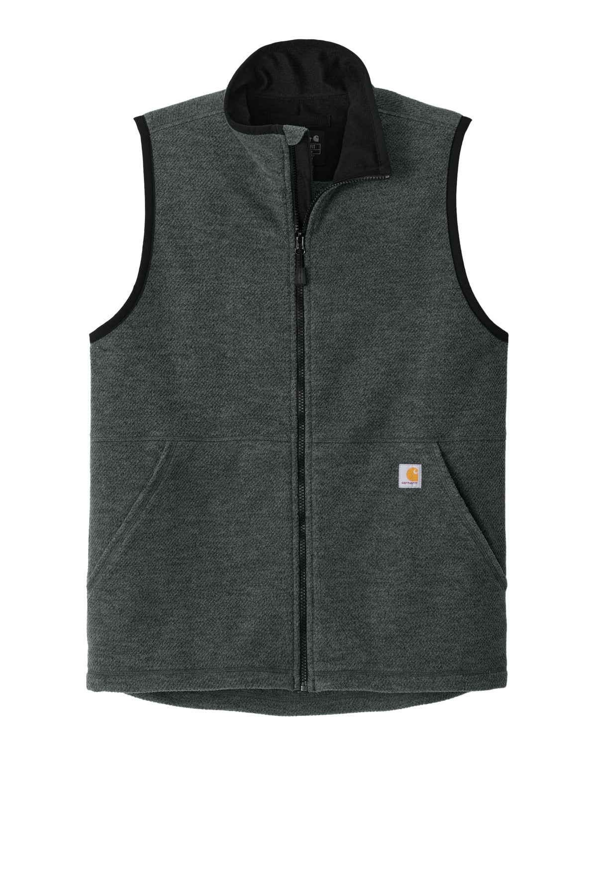 Front View of CarbonHthr Carhartt Textured Fleece Vest CT106418