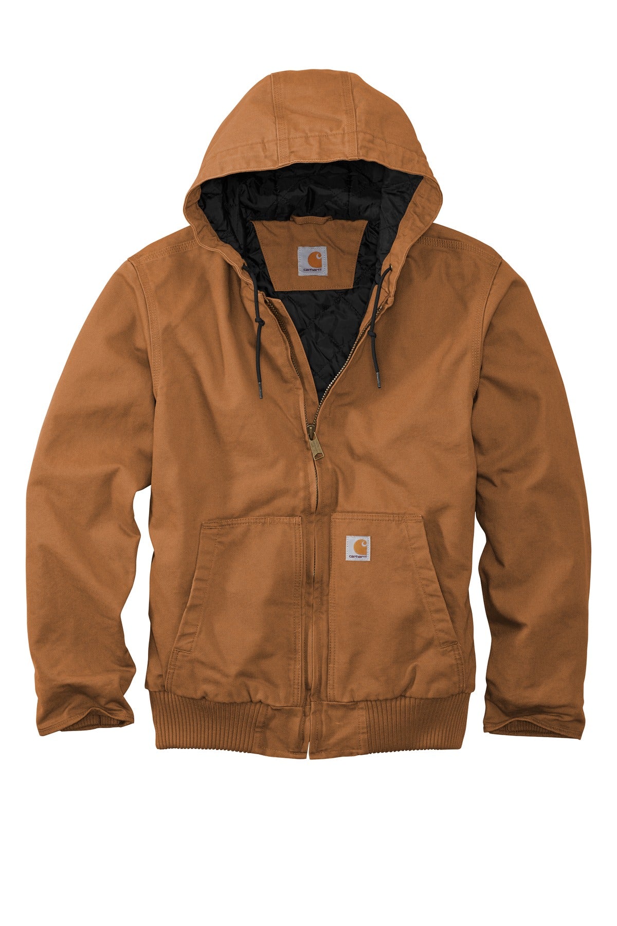 Front View of Carhartt Brown Carhartt Tall Washed Duck Active Jac. CTT104050