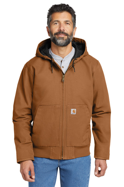 Front View of Carhartt Brown Carhartt Tall Washed Duck Active Jac. CTT104050