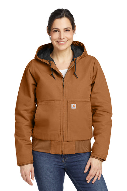 Front View of Carhartt Brown Carhartt Women's Washed Duck Active Jac. CT104053