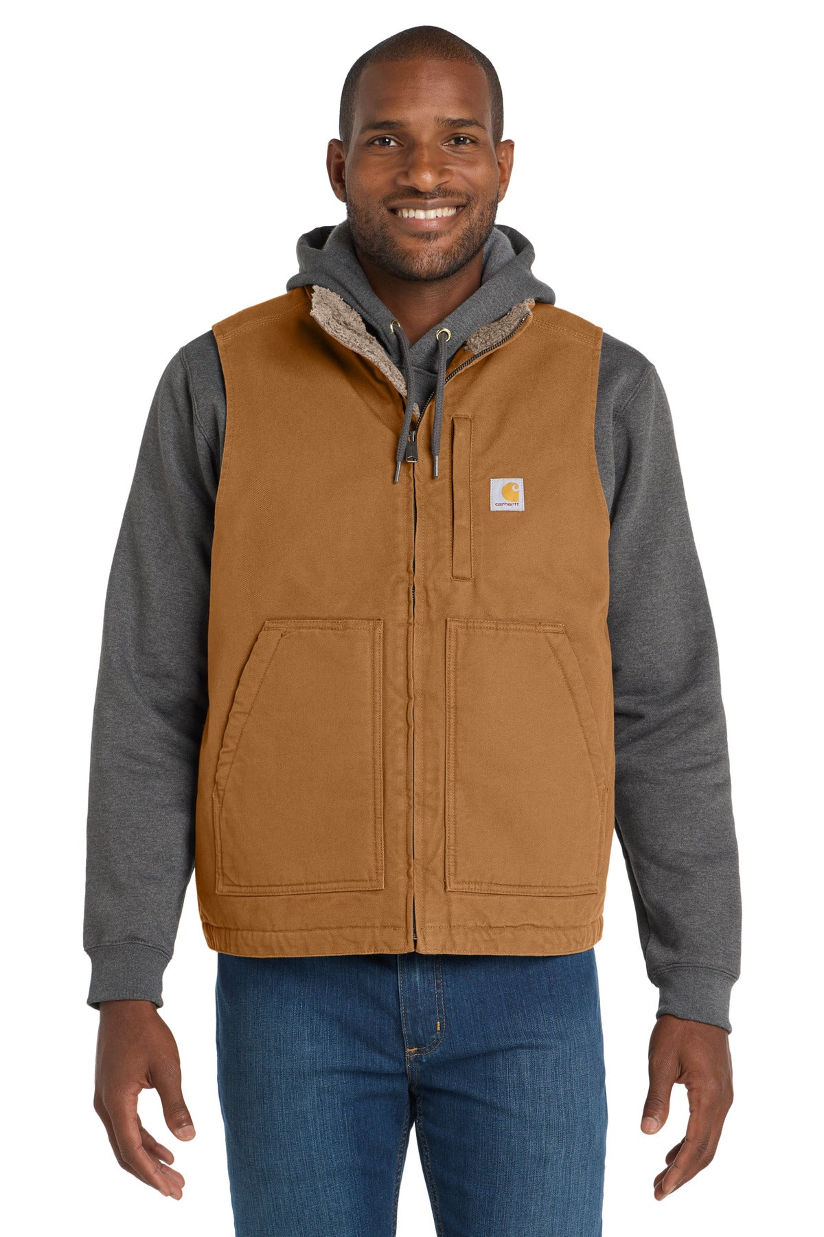 Front View of CarharttBr Carhartt Sherpa-Lined Mock Neck Vest CT104277