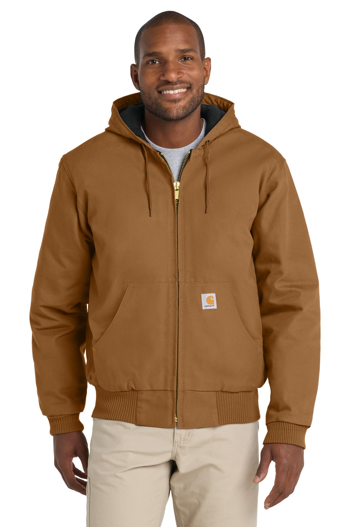 Front View of CarharttBr Carhartt Tall Quilted-Flannel-Lined Duck Active Jac. CTT106677