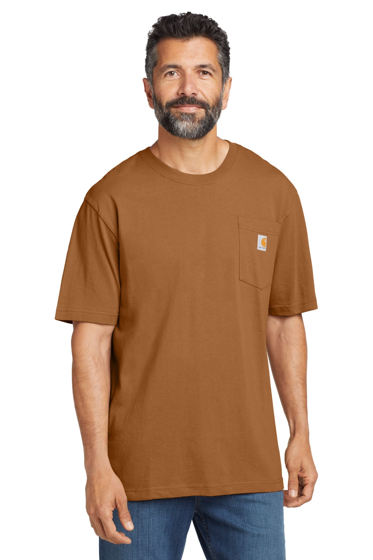 Front View of CarharttBr Carhartt Workwear Pocket Short Sleeve T-Shirt. CTK87