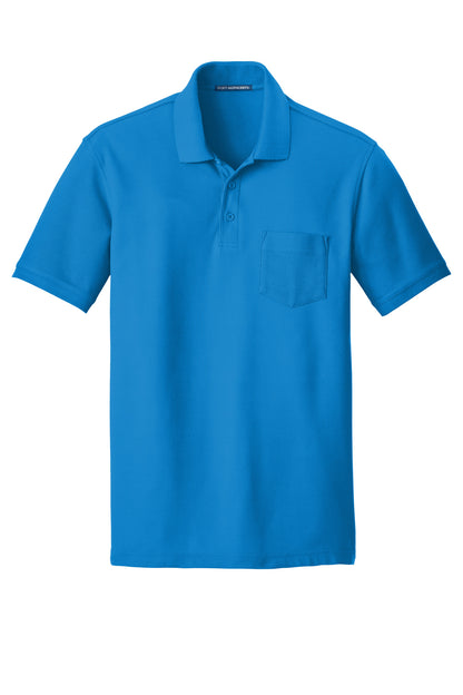 Front View of Coastal Blue Port Authority Core Classic Pique Pocket Polo. K100P