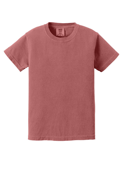 Front View of Crimson COMFORT COLORS Youth Heavyweight Ring Spun Tee. 9018