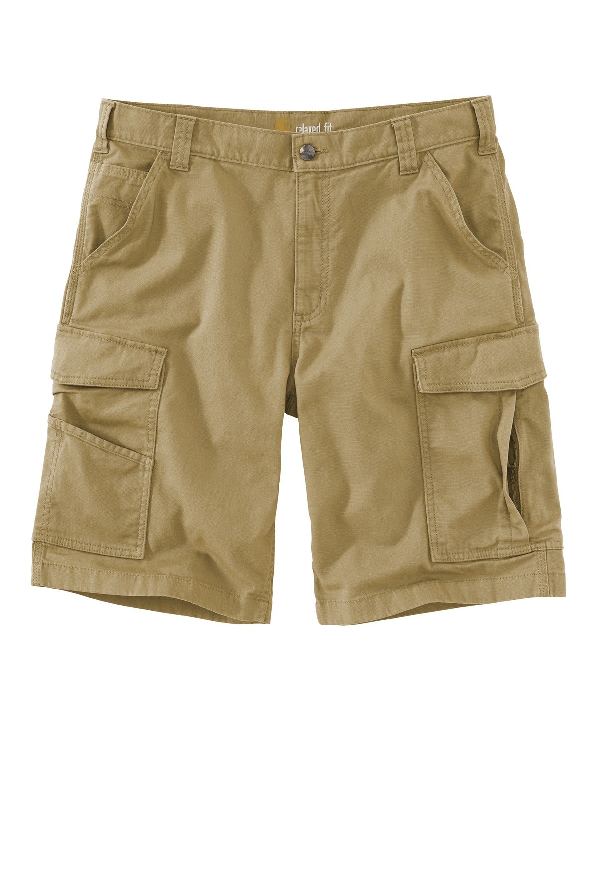 Front View of Dark Khaki Carhartt Rugged Flex Rigby Cargo Short CT103542
