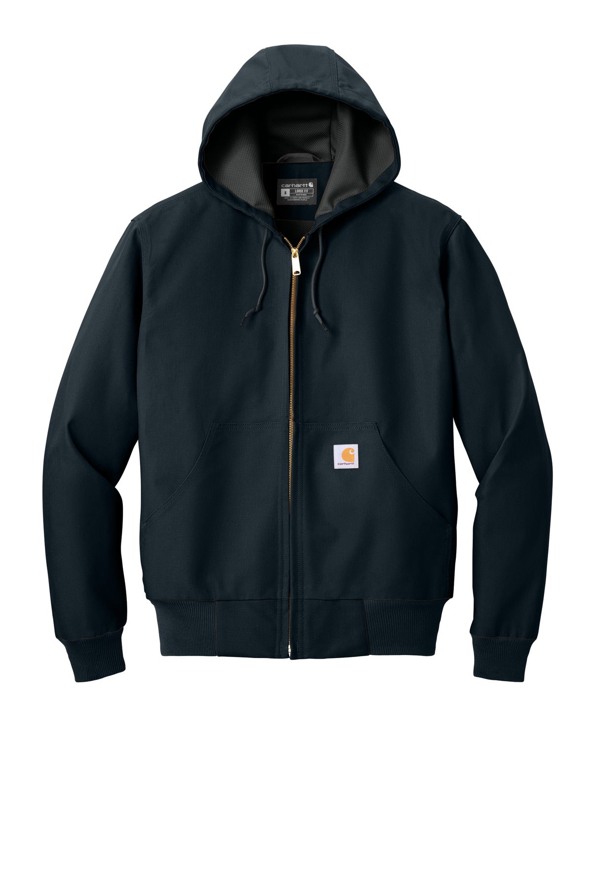 Front View of DarkNavy Carhartt Thermal-Lined Duck Active Jac. CT106678