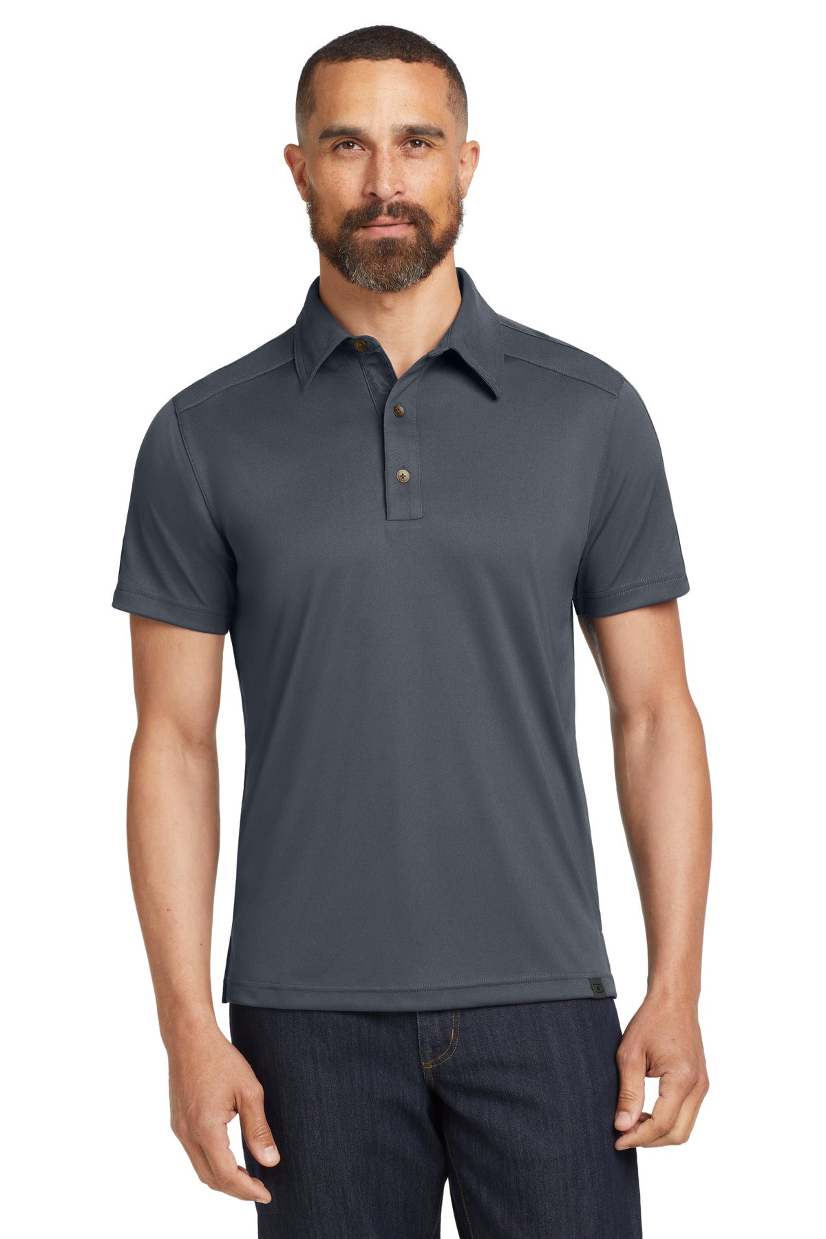 Front View of Diesel Grey OGIO - Hybrid Polo. OG109