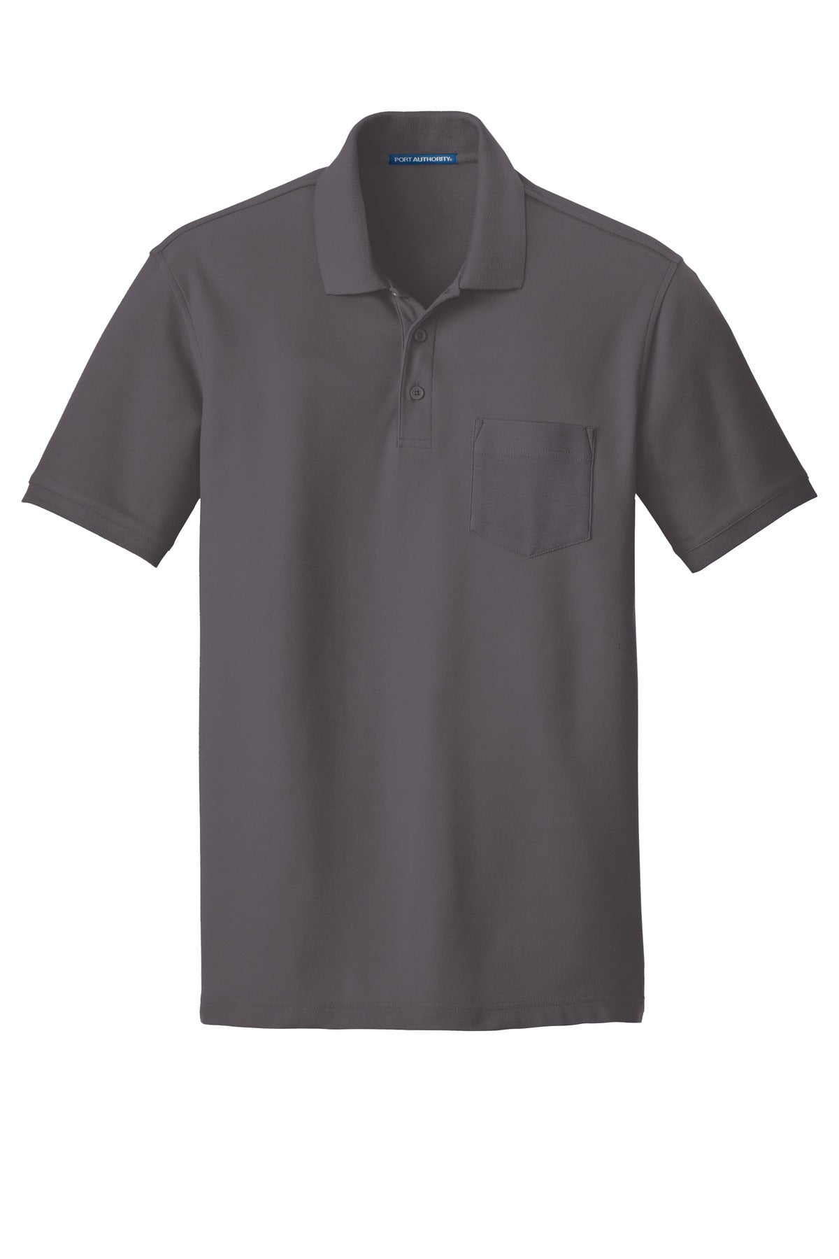 Front View of Graphite Port Authority Core Classic Pique Pocket Polo. K100P