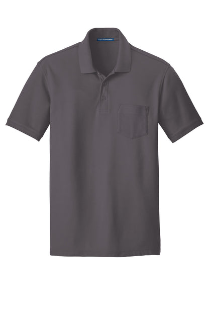 Front View of Graphite Port Authority Core Classic Pique Pocket Polo. K100P