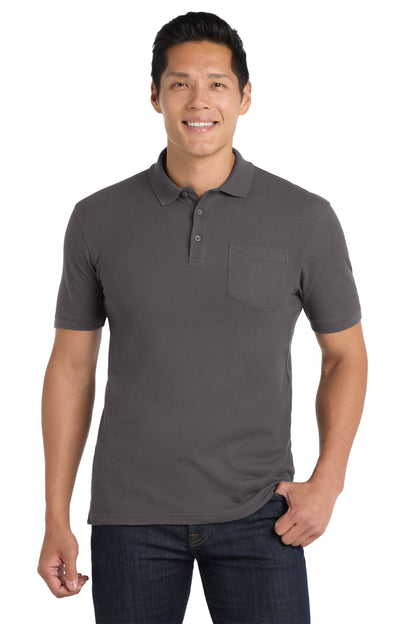 Front View of Graphite Port Authority Core Classic Pique Pocket Polo. K100P