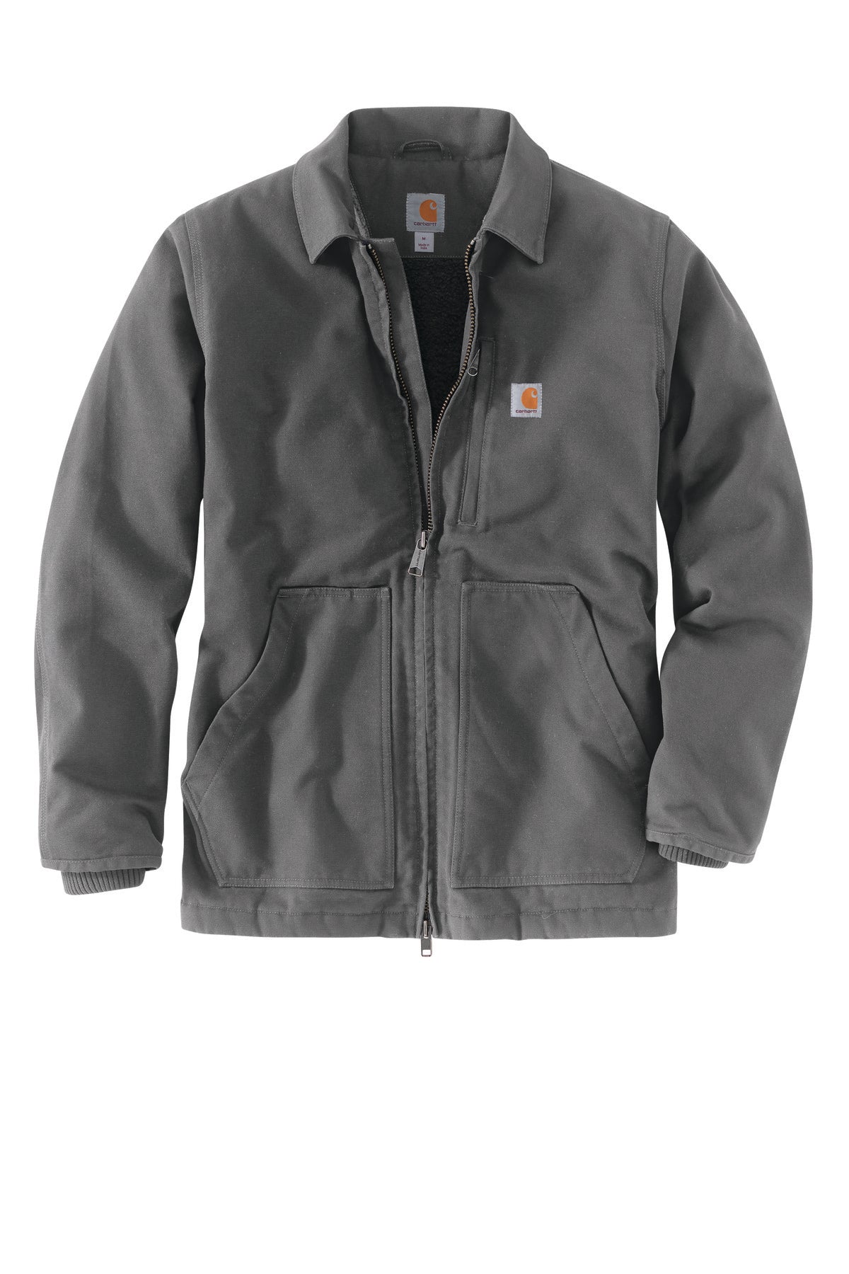Front View of Gravel Carhartt Sherpa-Lined Coat CT104293