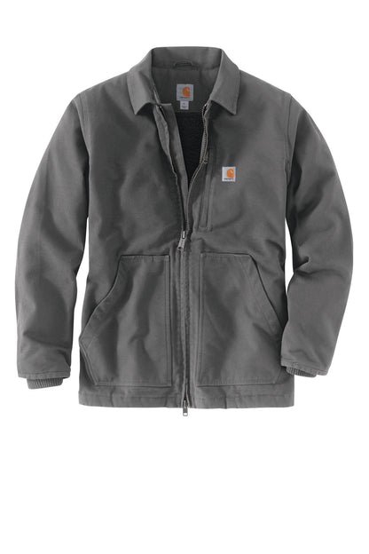 Front View of Gravel Carhartt Sherpa-Lined Coat CT104293