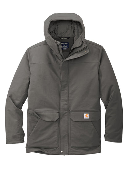 Front View of Gravel Carhartt Super Dux Insulated Hooded Coat CT105533