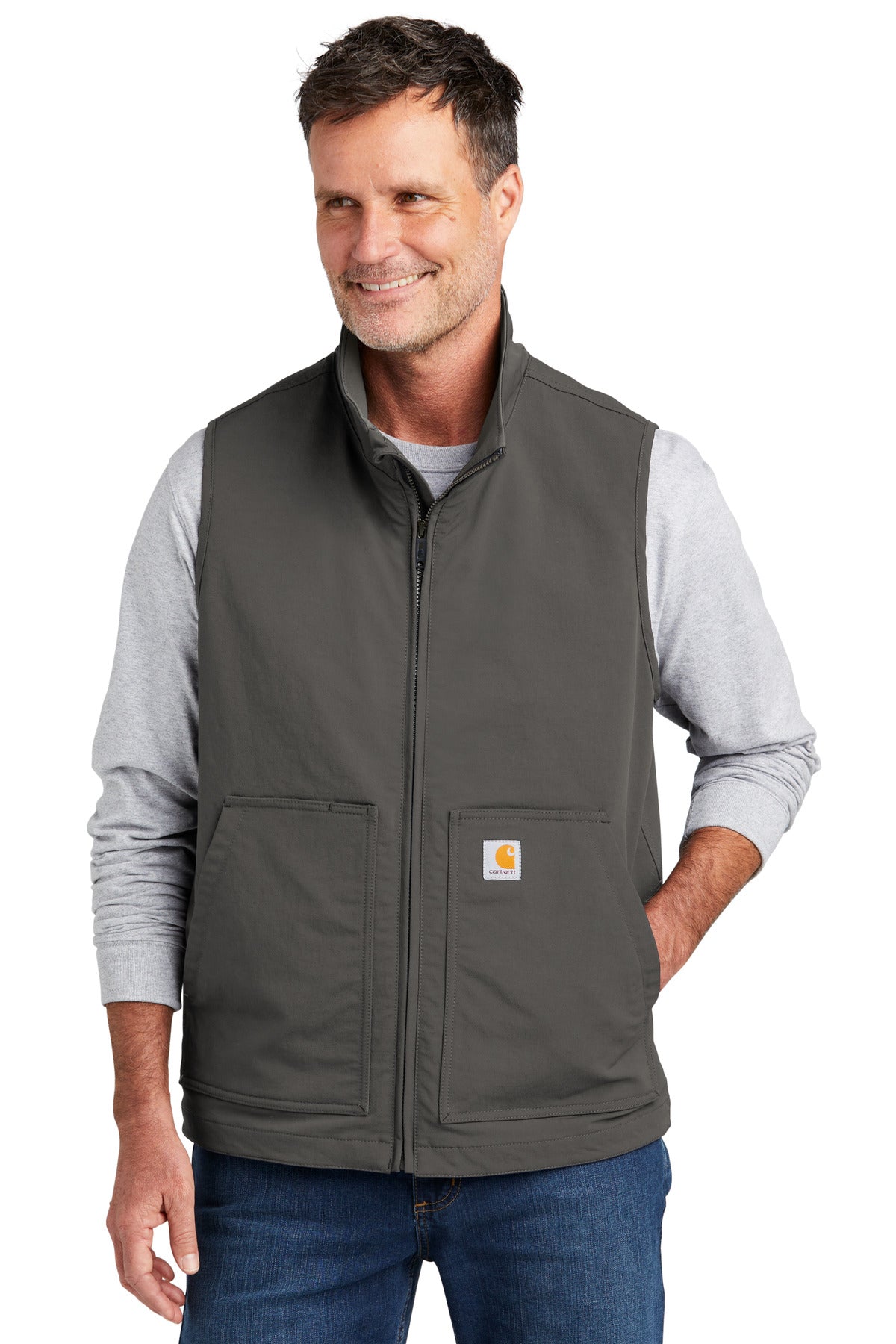 Front View of Gravel Carhartt Super Dux Soft Shell Vest CT105535
