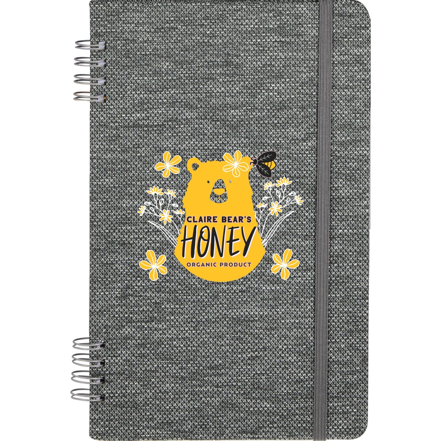 Front View of Gray 5” x 7” Vila Spiral Notebook