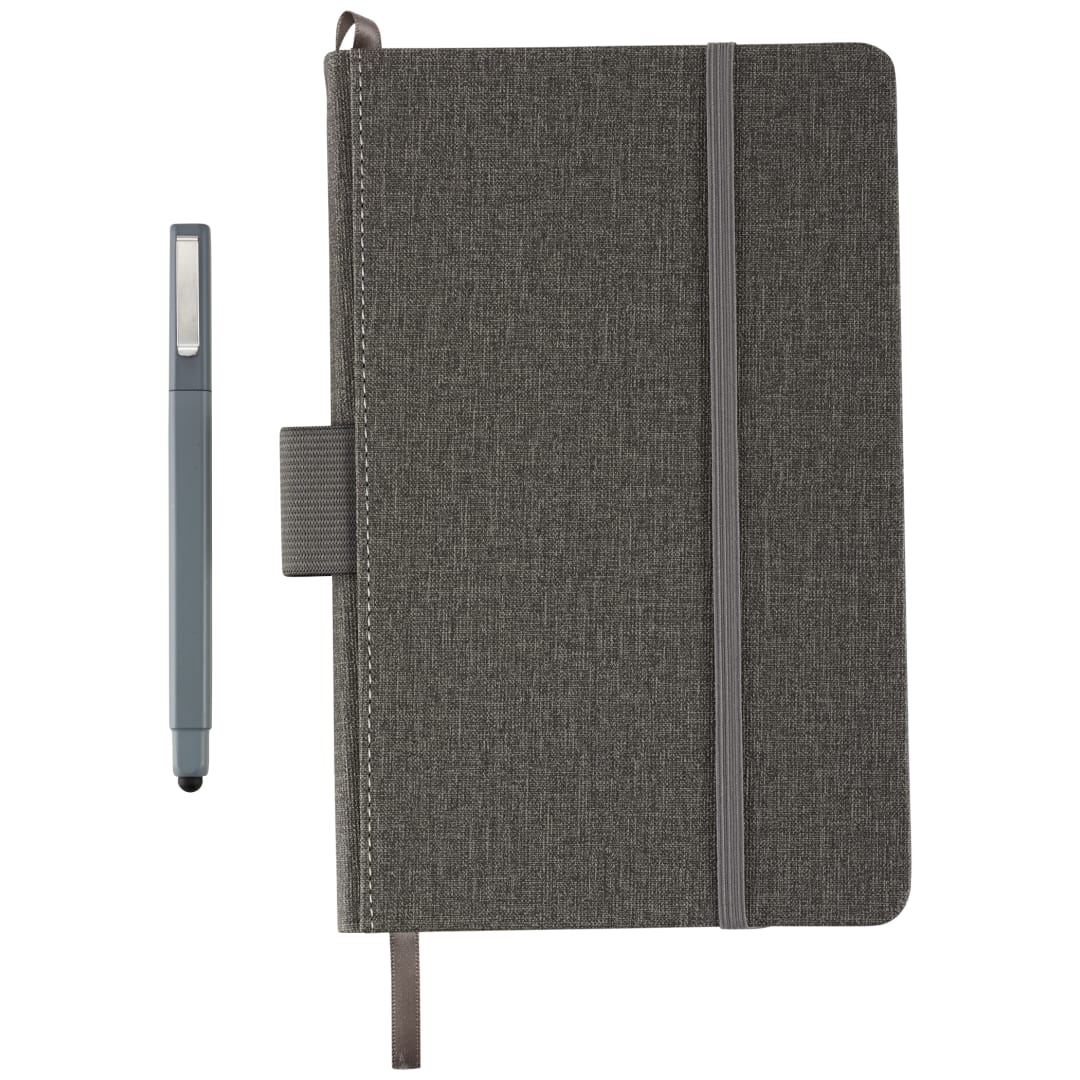 Front View of Gray 5.5" x 8.5" FSC® Mix Heathered Hard Bound Journal plain